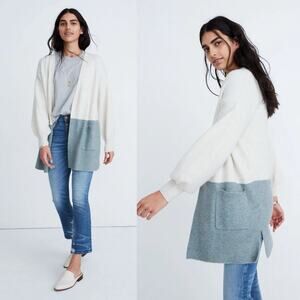 Madewell Edgewater Bubble-Sleeve‎ Cardigan Sweater in Colorblock Size Small
